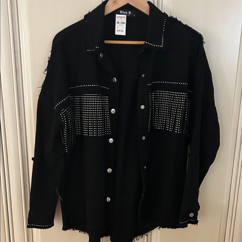 Blue B Black Studded Button-Up Shirt Jacket